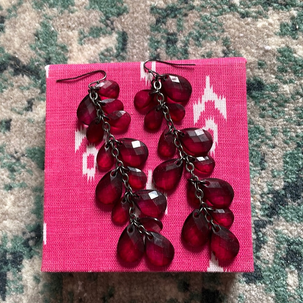 Red jewel drop earrings